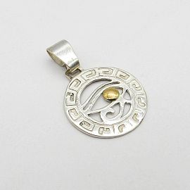 DIJE HORUS CALADO 20MM /PLATA Y ORO